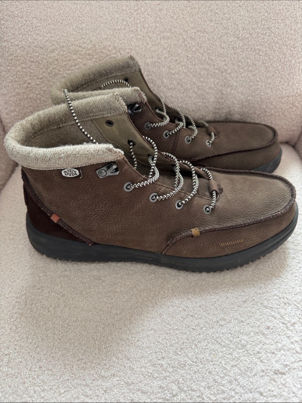 Hey Dude Brown Moccasin-Style Lace-Up Boots